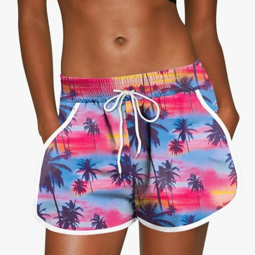 Colorful Palm Tree Print Shorts